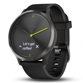 vivomove HR Sport - Black with Black Silicone Band - Large