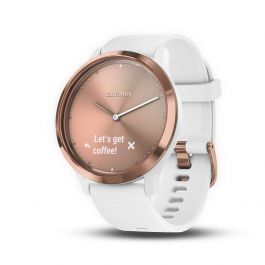 vivomove HR Sport- Rose Gold with White Silicone Band - Small/Medium